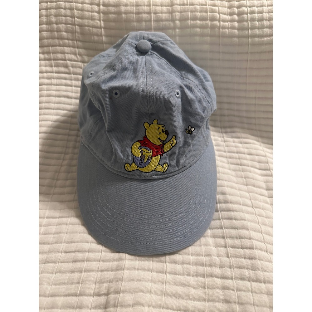 Disney Winnie the Pooh Light Blue Embroidered Cotton Baseball Cap Hat One Size
